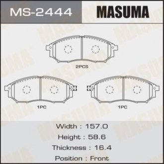 Колодки гальмівні передн Infiniti FX 35 (05-10)/ Nissan Murano (04-16), Pathfinder (05-14)/ Renault Koleos (08-) (MS-2444) MASUMA MS2444