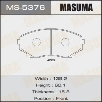 Колодки гальмівні передн Mazda CX-7 (06-11), CX-9 (09-12) (MS-5376) MASUMA MS5376