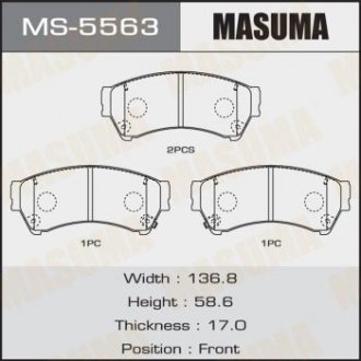 Колодки гальмівні передн Mazda 6 (07-12) (MS-5563) MASUMA MS5563