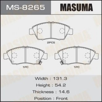 Колодки тормозные передн HONDA CIVIC IX (FB, FG) 1.8 (FB2) (12-17), HONDA CR-Z (10-15), SUZUKI SX4 MASUMA MS8265 (фото 1)