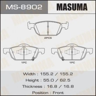 Колодка тормозная передняя Honda Accord, Civic (08-) MASUMA MS8902