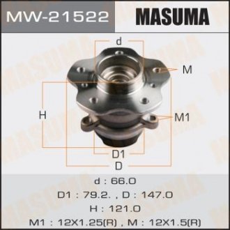 Маточина колеса заднього у зборі з підшипником Nissan Qashqai (13-) 2WD (с ABS) (MW-21522) MASUMA MW21522