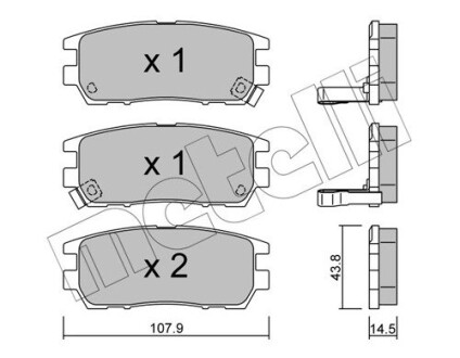 Комплект гальмівних колодок (дискових) Metelli 22-0151-0