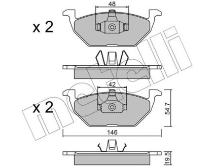 Комплект гальмівних колодок (дискових) Metelli 2202111 (фото 1)