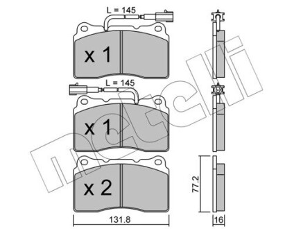 Комплект гальмівних колодок (дискових) Metelli 2202880