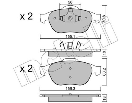 Комплект гальмівних колодок (дискових) Metelli 22-0336-1 (фото 1)