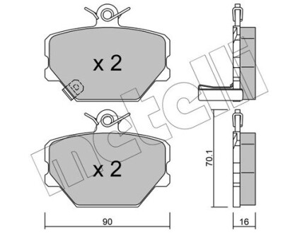 Комплект гальмівних колодок (дискових) Metelli 22-0341-0