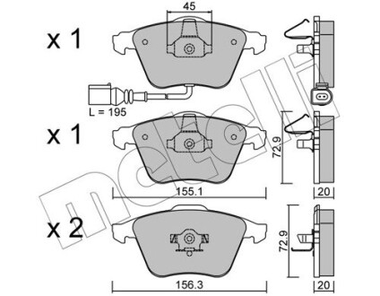 Комплект гальмівних колодок (дискових) Metelli 22-0549-2 (фото 1)