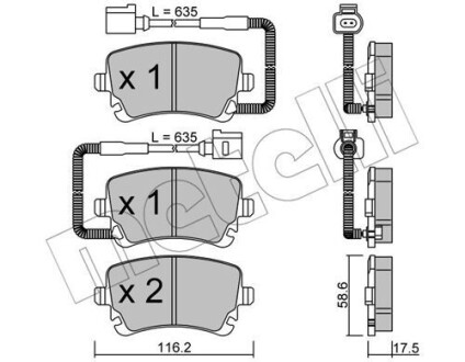 Комплект гальмівних колодок (дискових) Metelli 22-0554-1