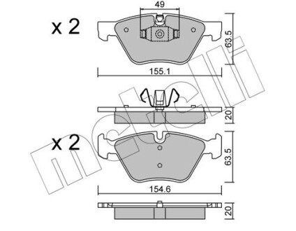 Комплект гальмівних колодок (дискових) Metelli 2205575