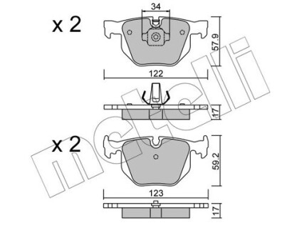 Комплект гальмівних колодок (дискових) Metelli 22-0561-0