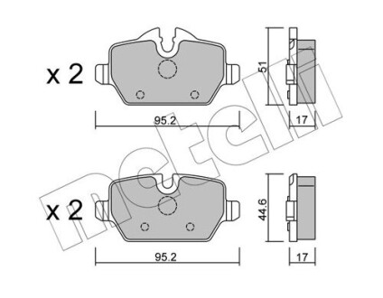 Комплект гальмівних колодок (дискових) Metelli 2206410