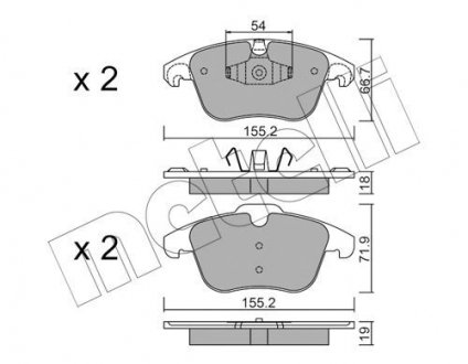 Комплект гальмівних колодок (дискових) Metelli 22-0675-7