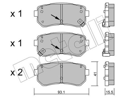 Комплект гальмівних колодок (дискових) Metelli 22-0725-1 (фото 1)