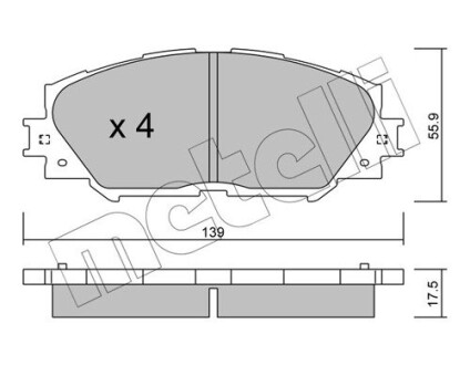 Комплект гальмівних колодок (дискових) Metelli 22-0747-0