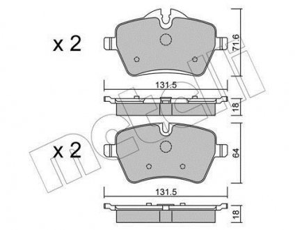 Комплект гальмівних колодок (дискових) Metelli 2207680