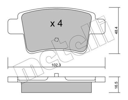 Комплект гальмівних колодок (дискових) Metelli 22-0801-0