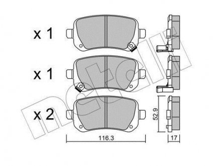 Комплект гальмівних колодок (дискових) Metelli 2208640 (фото 1)