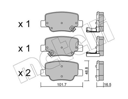 Комплект гальмівних колодок (дискових) Metelli 22-0880-0