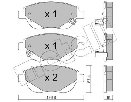 Комплект гальмівних колодок (дискових) Metelli 22-0948-1