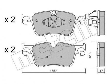 Комплект гальмівних колодок (дискових) Metelli 2209840 (фото 1)