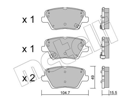 Комплект гальмівних колодок (дискових) Metelli 2212430 (фото 1)