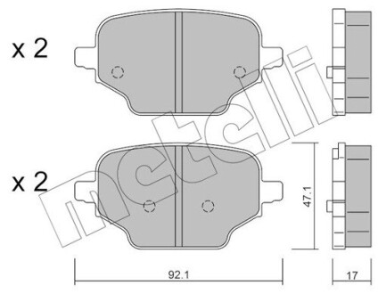 Комплект гальмівних колодок (дискових) Metelli 2212450