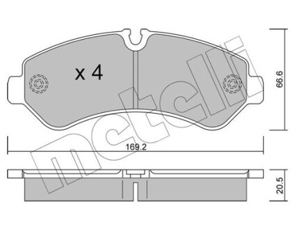 Комплект гальмівних колодок (дискових) Metelli 2212760