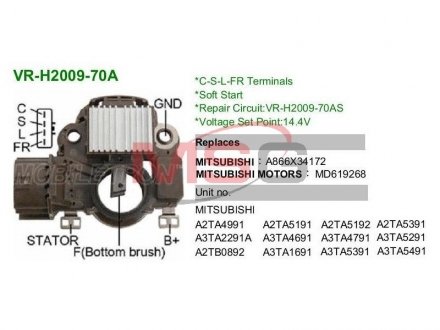 Регулятор генератора MOBILETRON VRH200970A (фото 1)