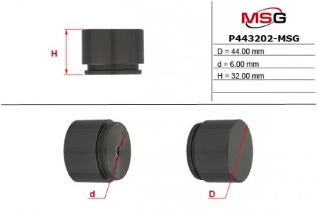 Поршень суппорта MERCEDES-BENZ CLS (C219) 05-10,E-CLASS (W211) 06-08 MSG P443202-MSG (фото 1)