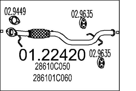 Проміжна труба вихл. системи MTS 01.22420
