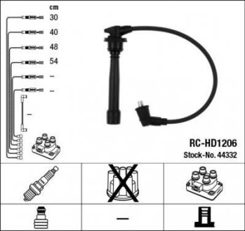 Комплект ізольованих проводів для свічок запалення RC-HD1206 NGK 44332 (фото 1)