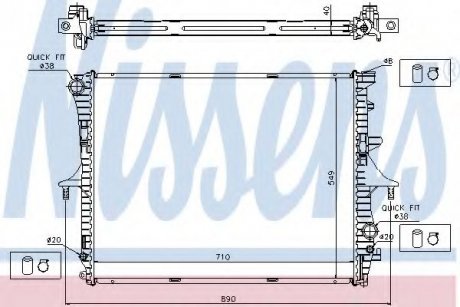 Радіатор охолодження двигуна Audi Q7 Porsche Cayenne VW Touareg 2.5D-6.0 09.02-08.15 NISSENS 65276A (фото 1)