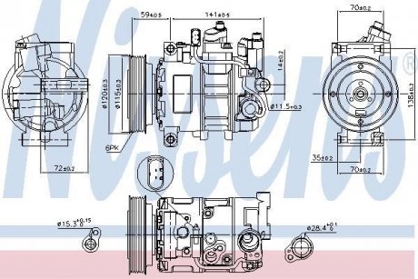 Компресор кондицiонера NISSENS 89111