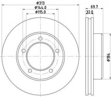 Диск тормозной передний Lexus LX 470 (98-08)/ Toyota Land Cruiser 100 4.2, 4.5, 4.7 (02-) NISSHINBO ND1047