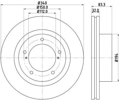 Диск тормозной передний Lexus LX 570/ Toyota Land Cruiser 200 4.5, 4.6, 4.7 (07-) NISSHINBO ND1051K (фото 1)