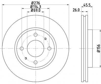 Диск тормозной передний Mitsubishi Galant, Lancer VI 1.6, 2.0, 2.4 (96-) NISSHINBO ND3005K