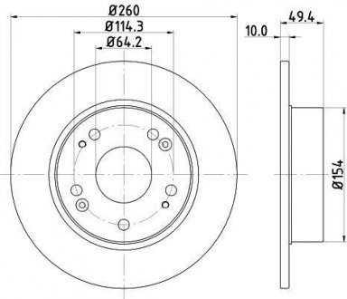 Диск тормозной задний Honda Accord 2.0, 2.2, 2.4 (03-08) NISSHINBO ND8004K (фото 1)