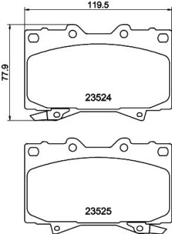 Колодки тормозные дисковые передние Toyota Land Cruiser 100 4.0, 4.2, 4.7 (98-), Cruiser 150 (10-) NISSHINBO NP1018 (фото 1)