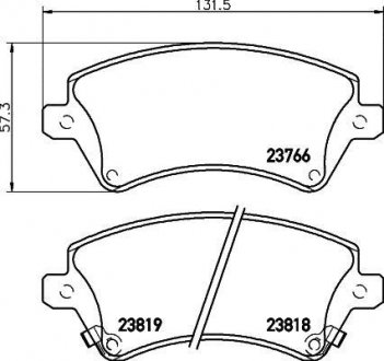 Колодки тормозные дисковые передние Toyota Corolla 1.4, 1.6, 1.8, 2.0 (02-07) NISSHINBO NP1049 (фото 1)