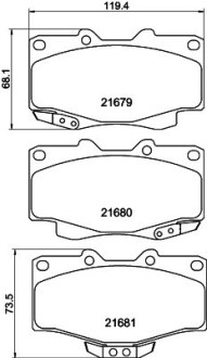 Гальмівні колодки TOYOTA Hilux/Land Cruiser 2.4i,3.0D,3,4i -05 NISSHINBO NP1098 (фото 1)