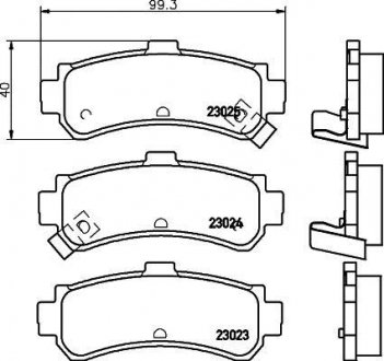 Колодки тормозные дисковые задние Nissan Almera 1.4, 1.6, 2.0 (95-00) NISSHINBO NP2064 (фото 1)