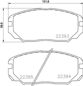 Гальмівні колодки HYUNDAI Coupe/Sonata IV/Tucson/KIA Sportage New/Magentis/Optima -06 NISSHINBO NP6131 (фото 1)