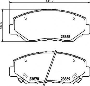 Гальмівні колодки HONDA Accord/Civic/CR-V/Pilot "F "03>> NISSHINBO NP8004