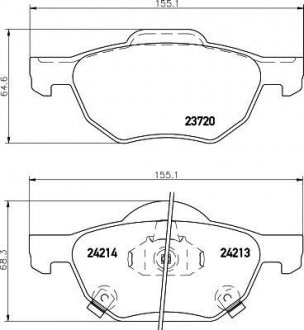 Колодки тормозные дисковые передние Honda Accord VII 2.0, 2.4 (03-08) NISSHINBO NP8030 (фото 1)