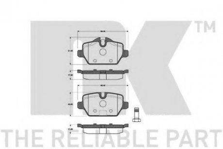 Гальмівні колодки диск.задні BMW 1 (E81), 3 (E90) 1.6i/1.8i/2.0 03- NK 221530