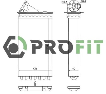 Радіатор пічки PROFIT 1760-0374