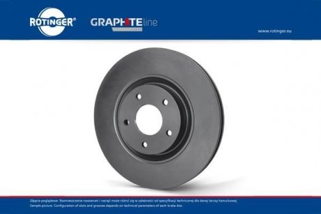 Диск тормозной Лачетти/Нубира 1,4-2,0 перед графитовый вентилируемый (1шт) (кратно 2) ROTINGER RT 2882-GL (фото 1)