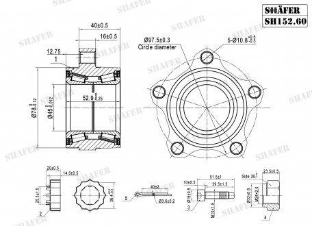 Підшипник передній Ford Transit, 00-06, (45x53x78), монт. ккт.+ SHAFER SH152.60K