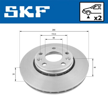 Гальмівний диск вентильований SKF VKBD 80008 V2